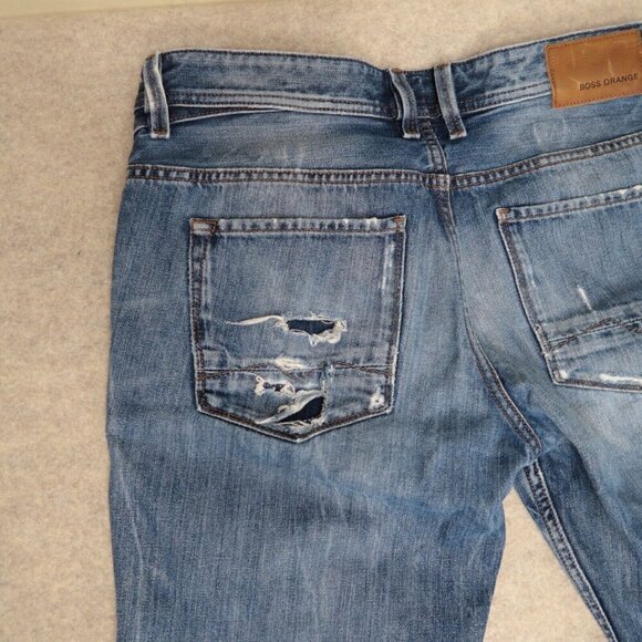 BOSS Hugo Boss Orange 63 Slim Fit Denim Jeans Distressed Men's Actual 32X33 - Picture 7 of 16